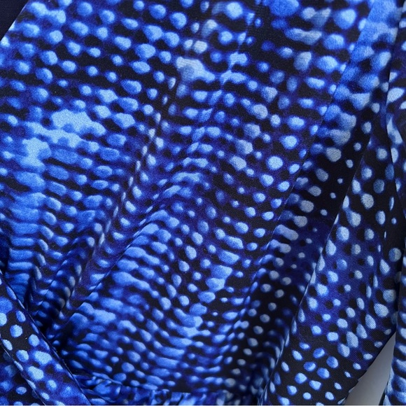 Lauren Ralph Lauren Multi Blue Ruched Waist 3/4 Sleeve Sheath Dress Size 6 - Picture 3 of 6